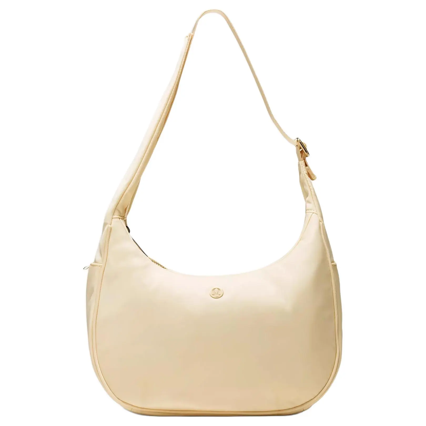 Women's Lululemon City Essentials Adjustable Strap Nylon Tote Handbag, Shoulder Bag in Cream Yellow