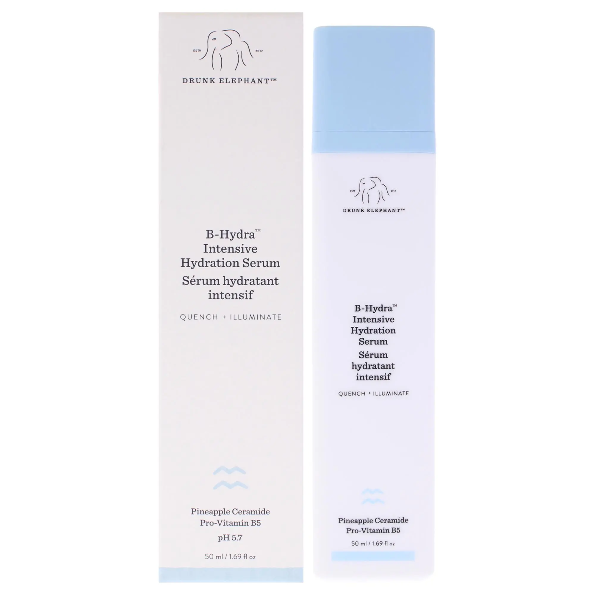 Drunk Elephant B-Hydra Intensive Hydration Serum - Gentle pH 5.7, Ceramide + B5, Pineapple Infused, 50ml & 1.69oz Options, For Women, Damp Skin Apply, Intense Moisture