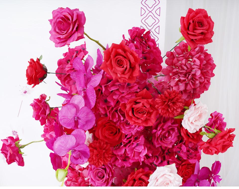 S-A7645 Red Pink Rose Hydrangea Orchid KT Board Floral Row Wedding Backdrop Arrangement Stage Floor Flower S-A7645 Red Pink Rose Hydrangea Orchid KT Board Floral Row Wedding Backdrop Arrangement Stage Floor Flower