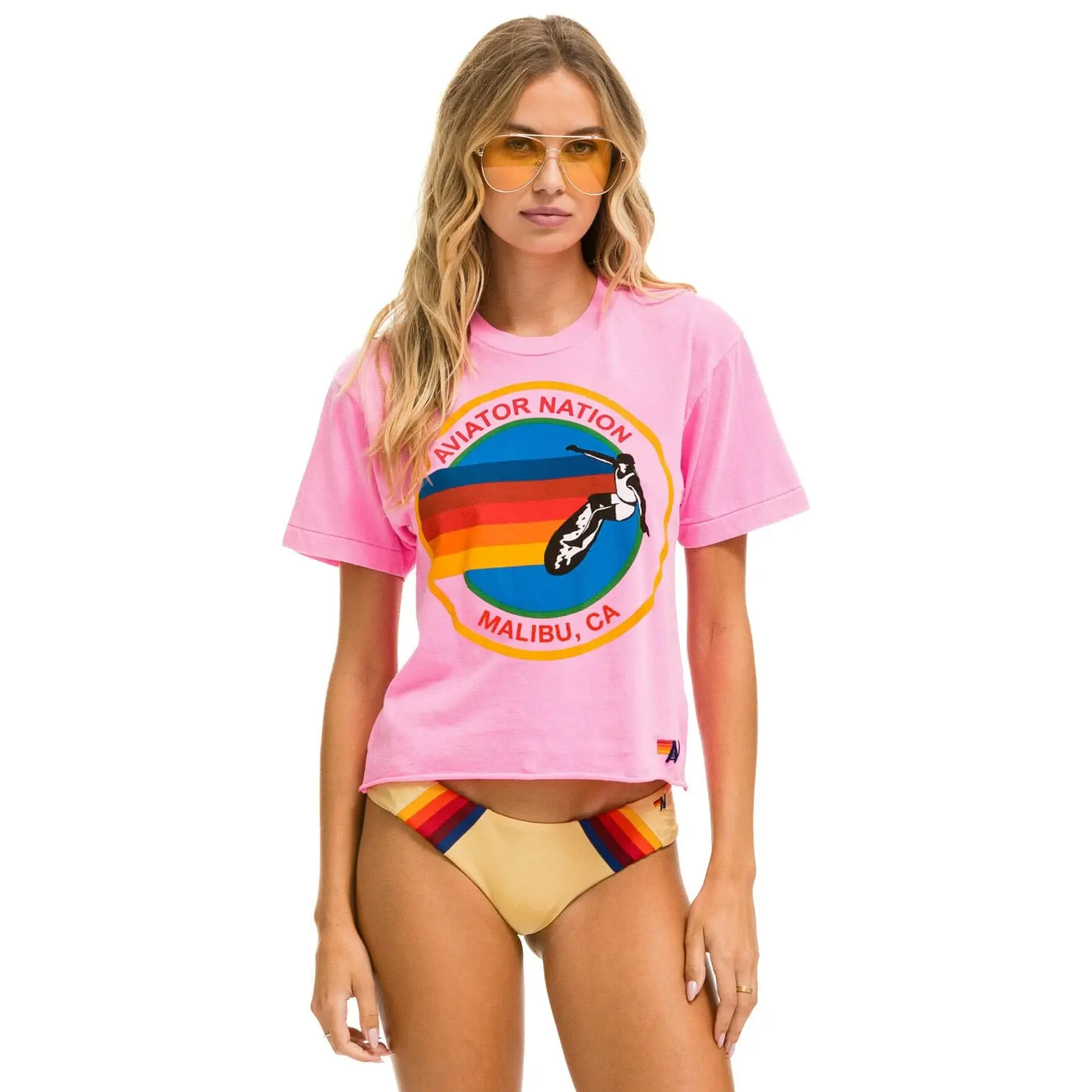 SIGNATURE MALIBU BOYFRIEND TEE - NEON PINK
