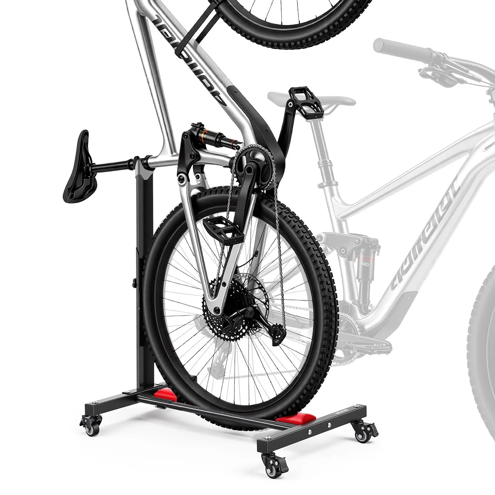 【Summerfinds】VEVOR Bike StandFreestanding Vertical & Horizontal Bike Storage Rackwith Lockable CastersHeight Adjustable Carbon Steel Upright Garage Bicycle Floor Standfor 20-29 in Wheel DiametersBlack,camping essentials