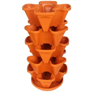 Vertical Stackable Gardening Planter - Terracotta Orange, 5-Pack, 64-Quart Soil Volume