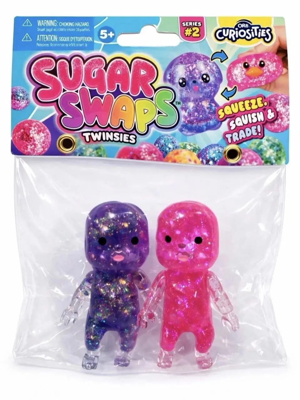 ORB Curiosities Sugar Swaps Twinsies Mini (babies) Glitter Squishy Toy Slow Rise