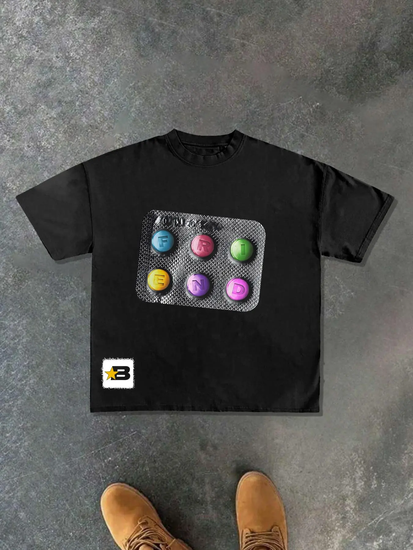 Men's Funny Pill Print Graphic Round Neck Tee, Regular Fit Casual Short Sleeve T-shirt, Men's Summer Top for Daily Wear, Album Graphic Artwork Tee, Build Your Tee