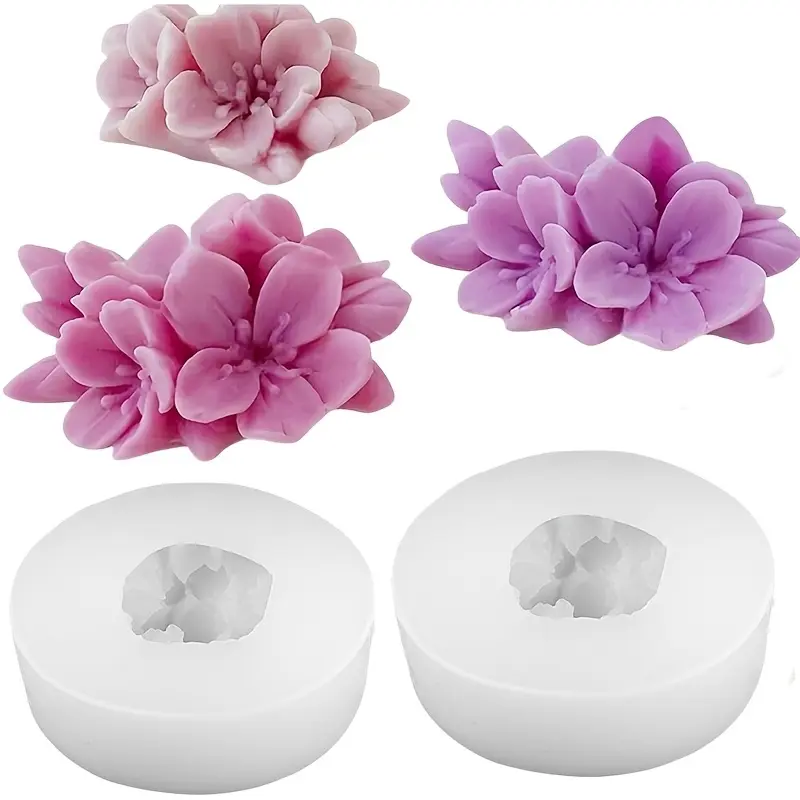 2pcs silicone mold for making 3D cherry blossom candles, suitable for resin and plaster, ideal for projects and decorative purposes, Handmade Silicone