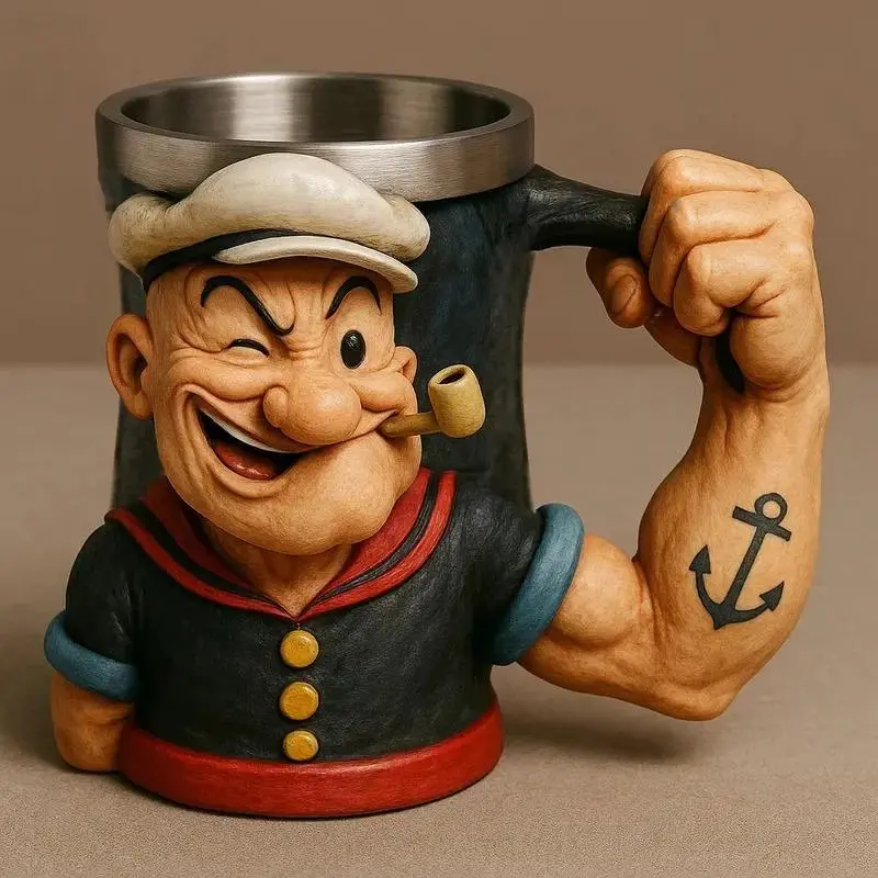 1pc New3D Popeye Power Mug Home Coffee Resin Cup Desktop Ornament Gift Funny Cup 1pc New3D Popeye Power Mug Home Coffee Resin Cup Desktop Ornament Gift Funny Cup