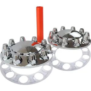 Front Axle Wheel Cover Standart Hubcap 33mm Screw-On ABS Chrome Plastic for Semi Truck (2 Pack) (Universal Fit)