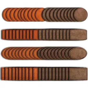 80PCS Blank Hat Patches Laserable Square Rustic Leatherette Patch Adhesive Faux Leather Patches Blanks for Hats Fabric Custom Repair Sew