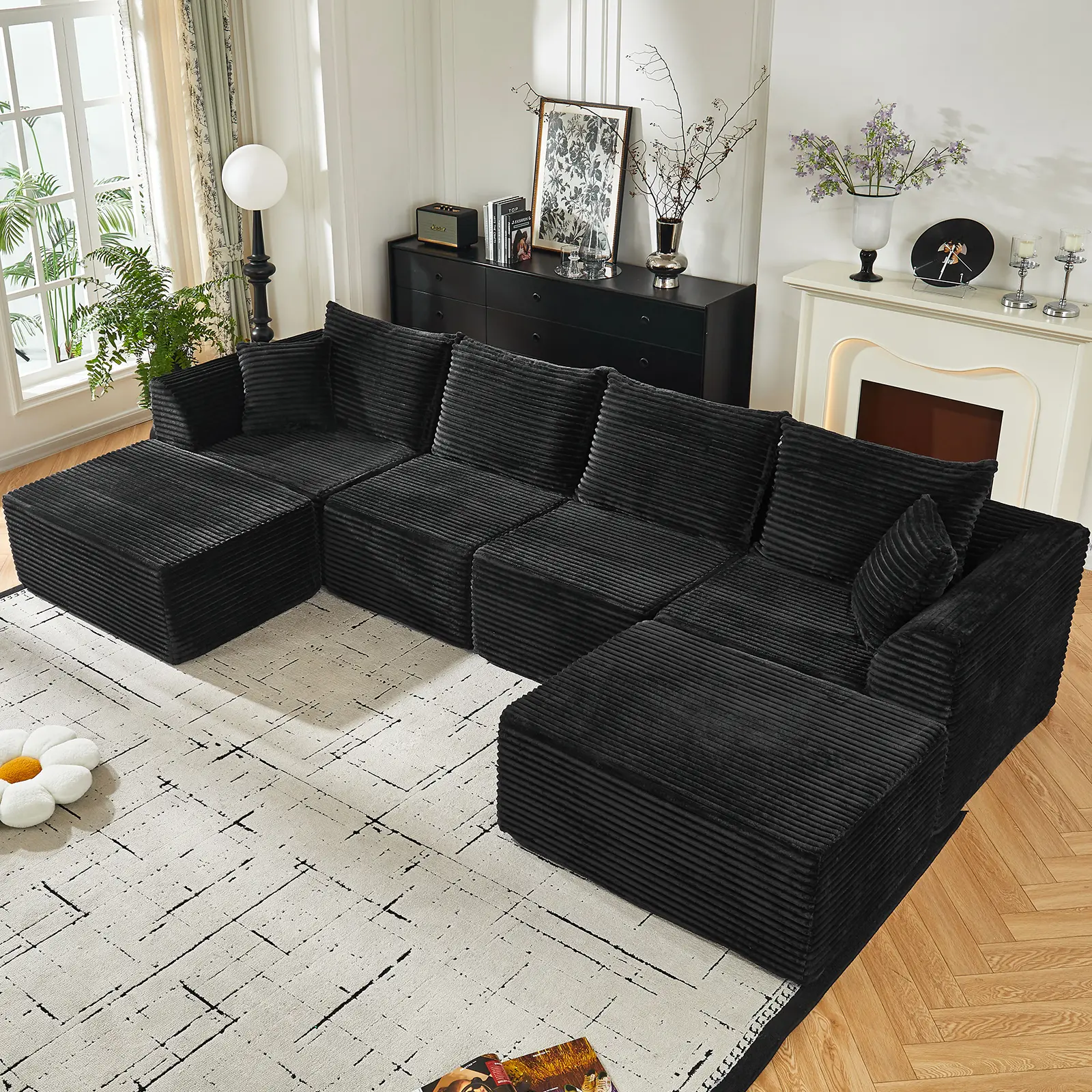 Velvet U-Shaped Modular Sectional Couch for Living Room - Boneless Comfy Sofa with High-Density Memory Foam Deep Seat, No Assembly Required Indoor Furniture (Holiday Discount Eligible)