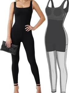 Popilush Seamless Square Neck Sport Jumpsuit  Minimalistic Activewear - Live