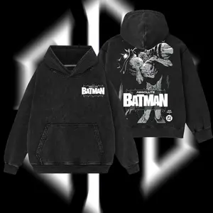 Superstyle The Absolute Knight - The Gotham Guardian HeroVerse Comic Edition Double Printed Oversize Lightweight Acid Washed Tee Hoodie Sweater TV Series Graphic Design Top Cotton Streetwear Comic Superheroes T-Shirt Crew Neck Clothes Menswear Womenswear