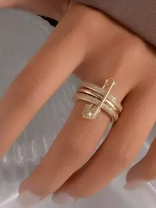 Trendy Fashion Zircon Pin Geometric Design Ring, Statement Multi Ring, Stackable Finger Rings, Elegant Wedding Band, Perfect for Daily Wear and Special Occasions