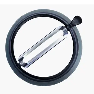 Microplane, Grip'N Strip Straight Peeler, Ergonomic Circular Handle, Twin Swivel Blades, Blemish Remover Tool, Reusable Blade Cover, Dishwasher Safe