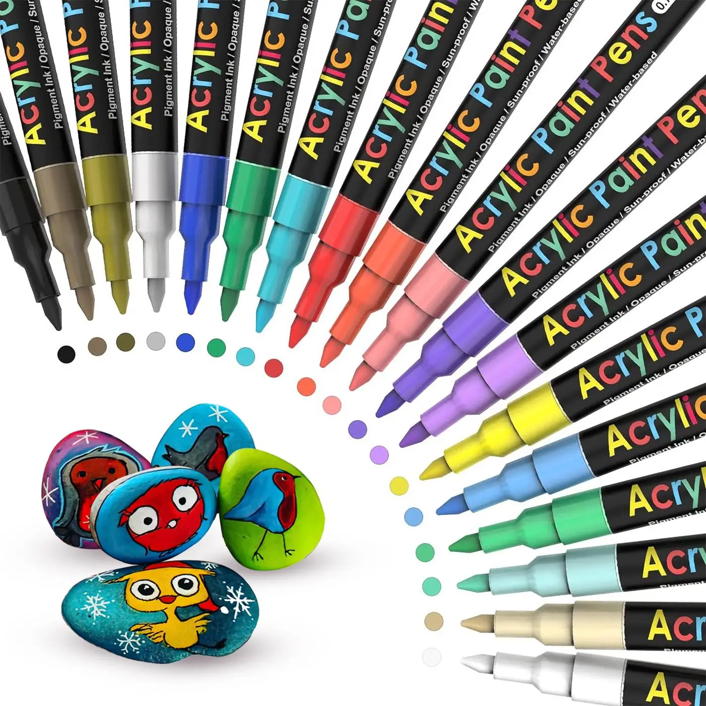 0.7mm Acrylic Paint Pen Set, 18pcs/box Drawing Marker Pen, Acrylic Markers for Coloring, Waterproof Coloring Pen for Stone Wood Ceramic, 2024 School S