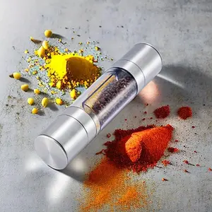 1pc 2in1 Pepper Grinder Household Sea Salt Ginder Stainless Steel Spice Grinder Manual Sea Salt Mill Spice Crusher Reusable