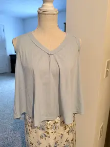 Soft Light Blue V-Neck Top