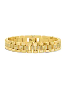 CZ Accent Watch Band Chain Bracelet