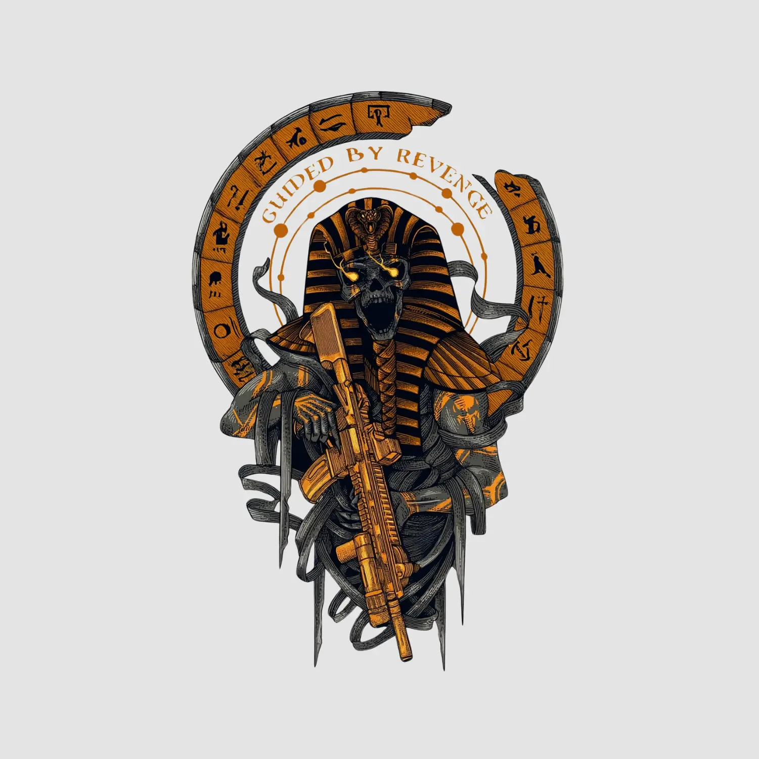 Warrior Skull Sticker, Revenge Tactical Vinyl Decal, Ancient Egyptian Mythology Soldier Art for Laptops, Water Bottles, Gear Cases and Helmets