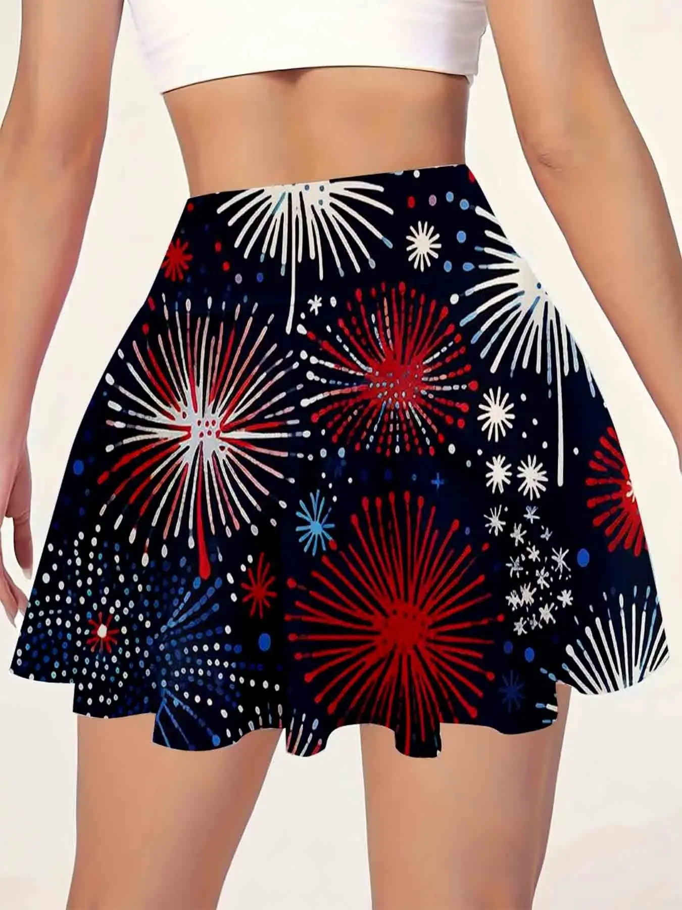 Summer Women's Lightweight Sporty Tennis Skirt and Shorts Set with Pockets, Firework Print, Ideal for Running Yoga Fitness, Workout Skorts, Sports Women Skorts, Tennis Skirt Sets
