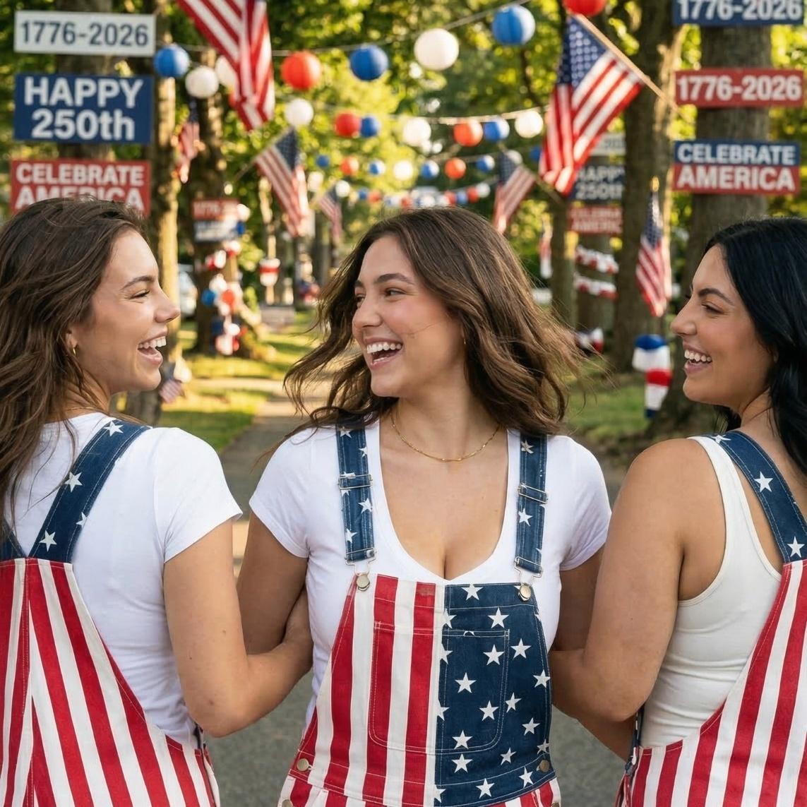 American Flag Overalls for Men and Women, Unisex Bib Pants with Soft Stretch Fabric, Breathable Summer Streetwear Outfit for Independence Day, Memorial Day, National Holiday Festivals, Parades, Parties and Casual Vacation Wear