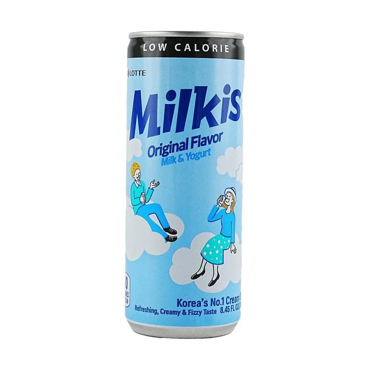 LOTTE Milkis Original Flavor - Korean Milk Soda Drink, Low Calorie Carbonated Beverage, 250ml Can