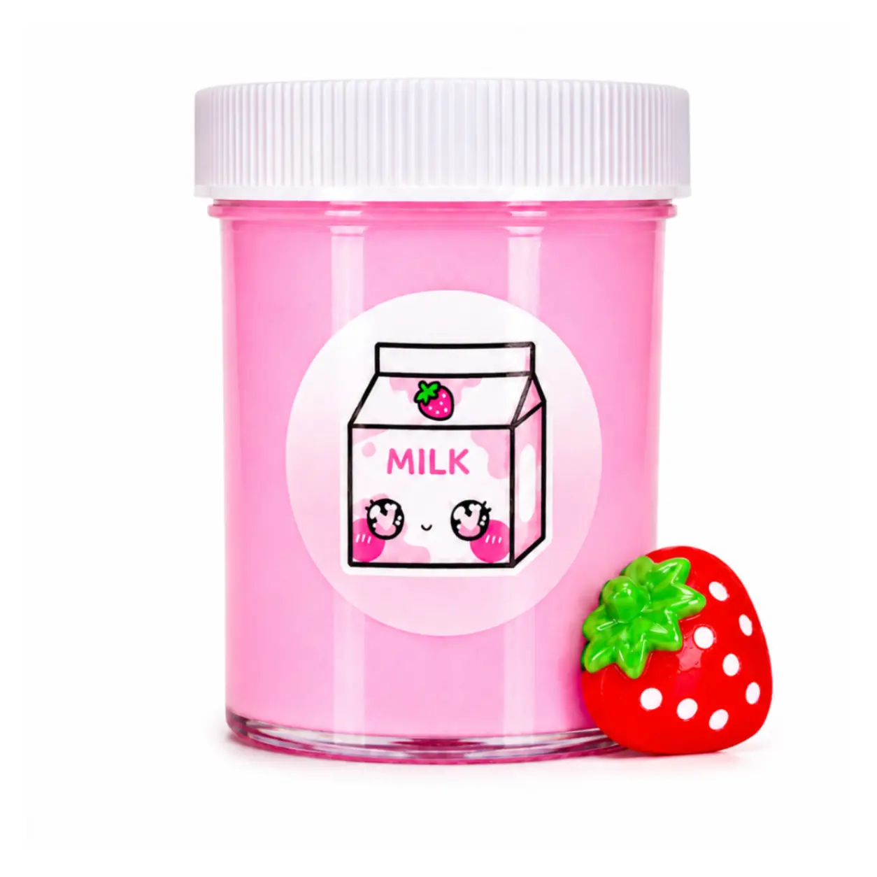 Strawberry Milk Handmade Thick Glossy Slime – Soft & Stretchy Scented Slime with Charm, Sensory Play for Ages 8+ – Hoshimi Slimes
