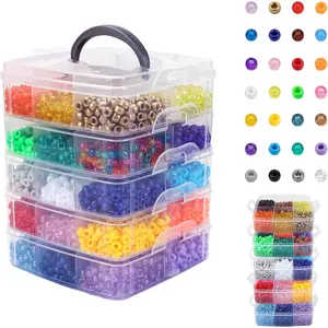 6000 count Pony Beads Bulk, 30 Colors Plastic Bead for Creating Bracelets Crafts Hair Beads Kandi Friendship  DIY Making, Craft Days Gifts, Boxed Easy to Store (30 Assorted Colors)