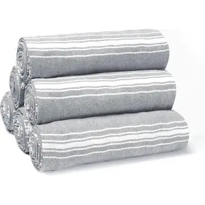 Oversized Turkish Chevron Beach Towels 36x71 Set of 6, Soft Durable Absorbent Extra Large Bath Sheet Hammam Towel for Adults, Charcoal Grey