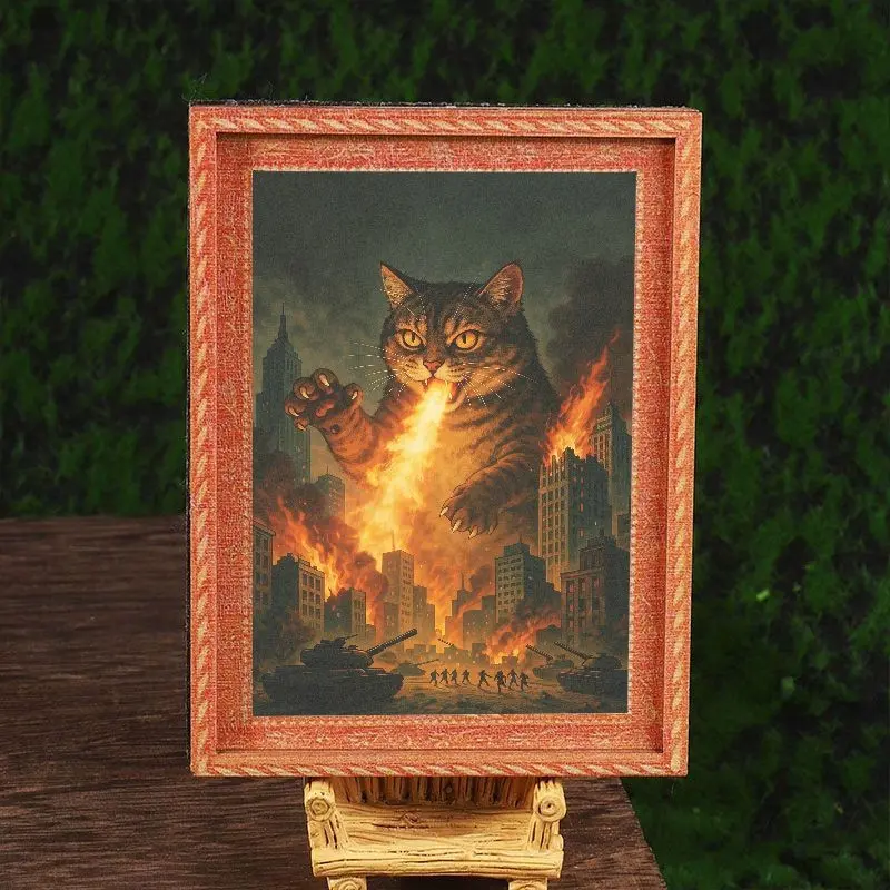 Funny Refrigerator Magnet, Higher End Fridge Magnets, Small Decorative Art, Giant Cat Breathing Fire, Home Decoration, Creative Fridge Magnet, Refrigerator Decorating Magnet, Magnets For Fridge, Great Holiday Gift
