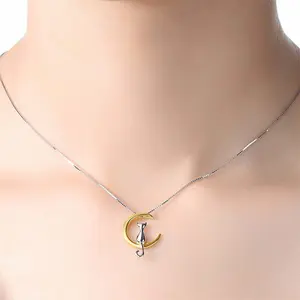 [Limited-Time Event] Unisex High-End Artificial Gemstone Cat Clavicle Necklace - Moon-Shape Animal Pendant, Simple Look, Versatile, Personalized, Everyday Wear, Niche Birthday Gift