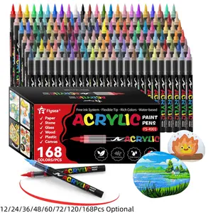 Acrylic Paint Marker Pen Set, 1 Box Waterproof Marker Pen for Rock, Wood, Fabric, Canvas, Glass, DIY Crafts, Art Supplies, Acrylic Markers