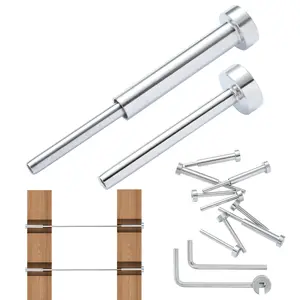 VEVOR 20 Pack Invisible Cable Railing kit, T316 Stainless Steel 1/8 Invisible Receiver and Swage Stud End for Cable Railing, Swage Tensioner 1/8 for Wood/Metal Post, Cable Railing Hardware, Silver