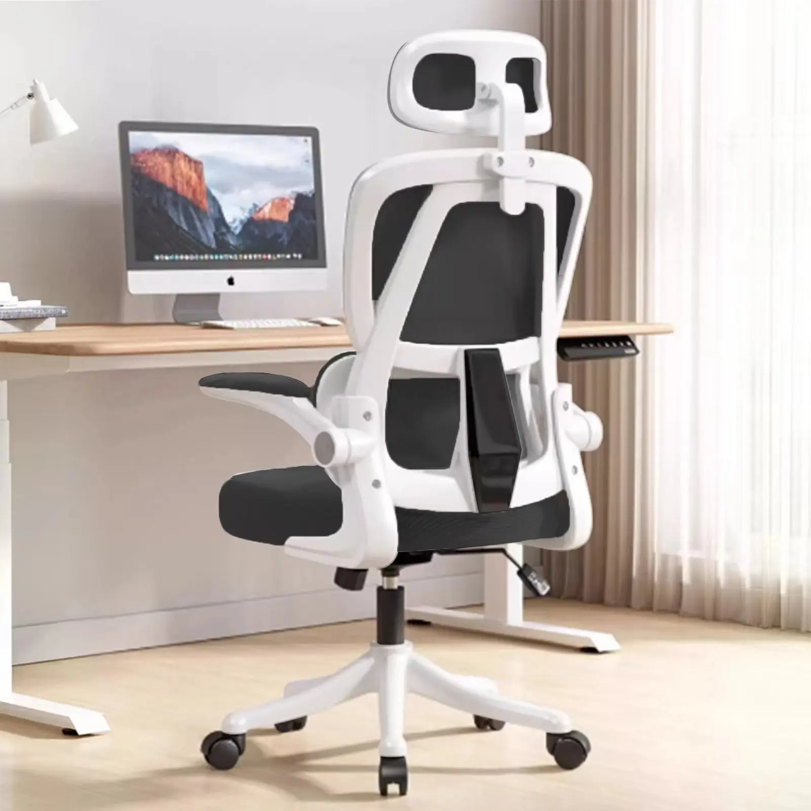 【Summer sale】Ergonomic Office Chair Comfort Home Desk Chair Adjustable High Back Mesh Chair Lumbar Support Computer Chair with Flip-up Arms for Gaming office chair