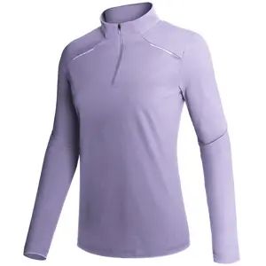 GEMYSE Women's Quarter Zip shirts UPF 50+ Sun Protection Long Sleeve Quick Dry Pullover Workout Hiking Athletic Tops shirts