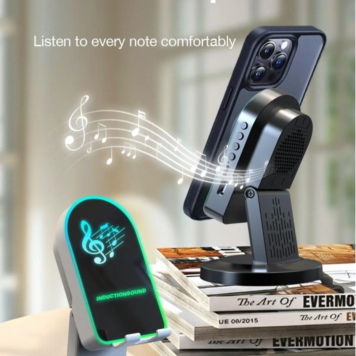 Dual Mode Wireless Induction Audio Speaker Stand, Portable Bluetooth Speaker for iPhone, Android Phones, Tablets, Cool Gadgets Birthday Gifts for Friends