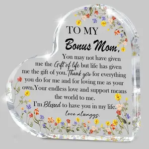 Mothers Day Gifts for Bonus Mom, Acrylic Desk Plaque Sign From Daughter Son Husband, Best Bonus Mother Birthday Gift, Keepsake for Stepmom