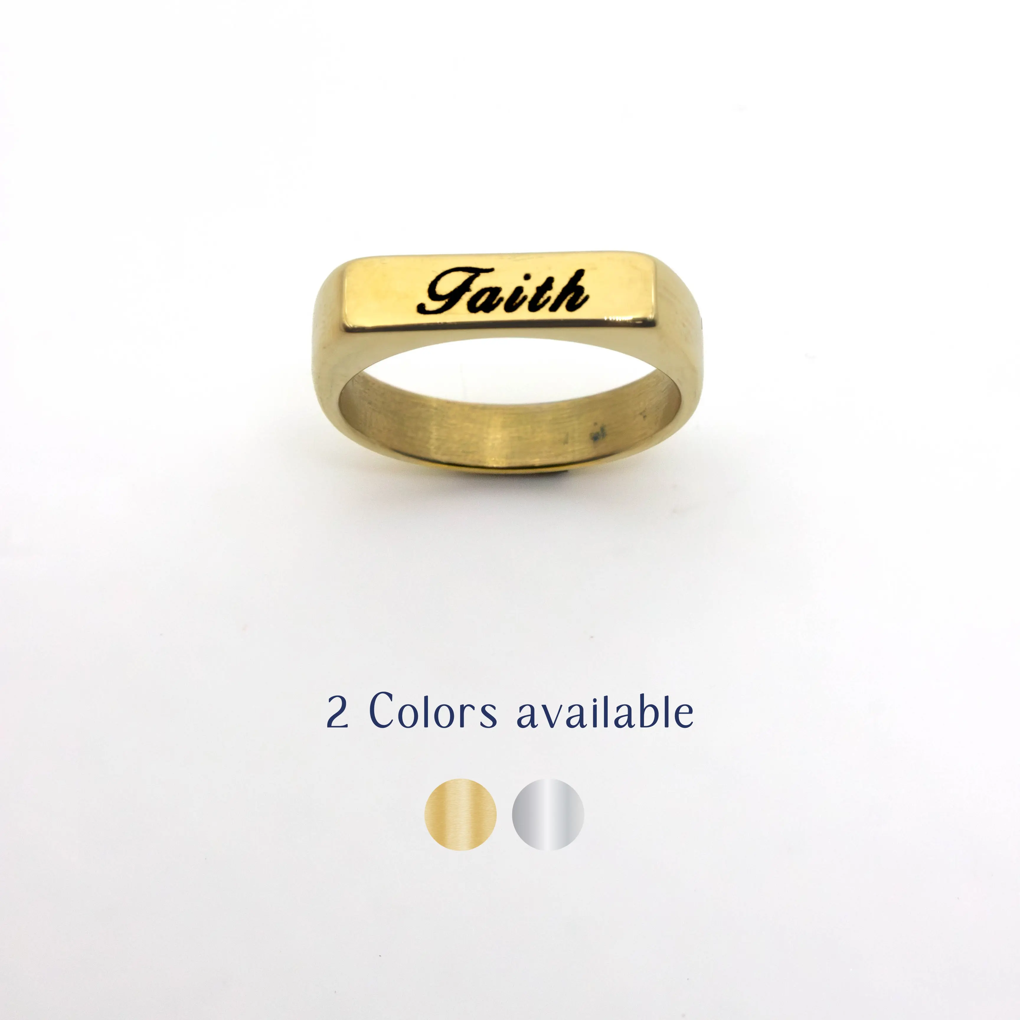 ENGRAVIA Rectangular Engraved Ring – Custom Name, Initial, or Special Word