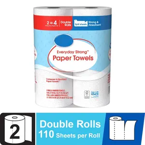 Everyday Strong Paper Towels, Split Sheets, 2 Double Rolls, Compare to Sparkle®