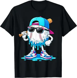 Baseball Drip for Boys Kids Youth Purple T-Shirt Kids graphic tee