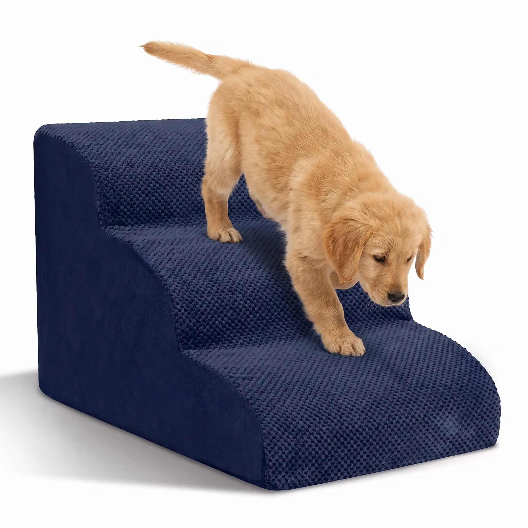 Premium Pet Stairs for Dogs & Cats, Weekly Picks, 2-5 Steps Non-Slip Stable Design - Removable Washable Beige Cover, Easy Climb for Puppies & Small Pets, Ideal for Sofa/Couch, Non-Slip Cover