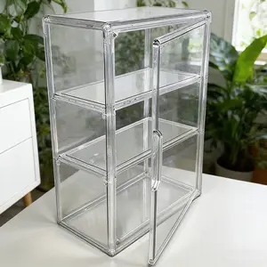 3-Tier Transparent Display Case, Multi Layer Cabinet with Magnetic Door - Heavy-Duty Acrylic Construction, No Assembly Required - Modern Design for Stores, Home Offices, and Collectibles - Space-Saving Organizer, Ideal for Thanksgiving, Christmas