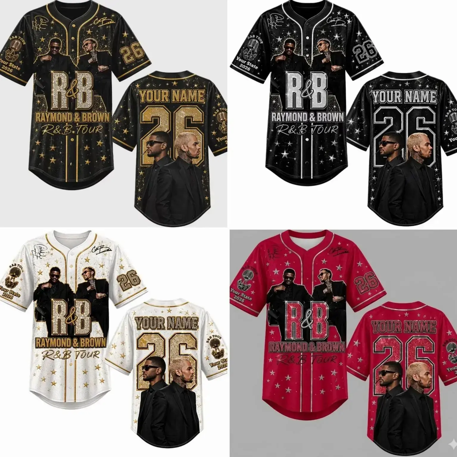 Unisex 26 Legends Raymond & Brown Collectible Football Jersey - R&B Tour Hip Hop Graphic, Sports Collectible Fan Gift Tee Shirt