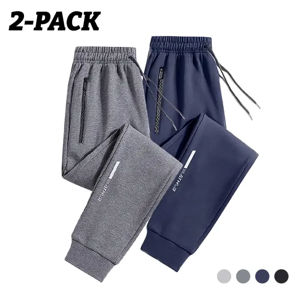 2-Pack Solid Color Jogger Sweatpants Elastic Waist Breathable Knit Home Cuffed Pants
