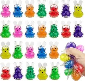 24 PCS Easter Bunny Stress Balls Mini Squishy Fidget Toys Easter Basket Stuffers & Egg Fillers Bulk Party Favors Kids & Adults Stress Relief Sensory Toys