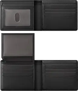 Wallet For Men RFID Blocking Black Wallets Bifold Faux Leather Card Holder Front Pocket Mens Accessories With  Box