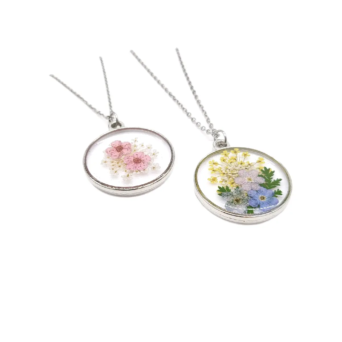 Handmade Pressed Flower Necklace for Women - Wildflower Jewelry