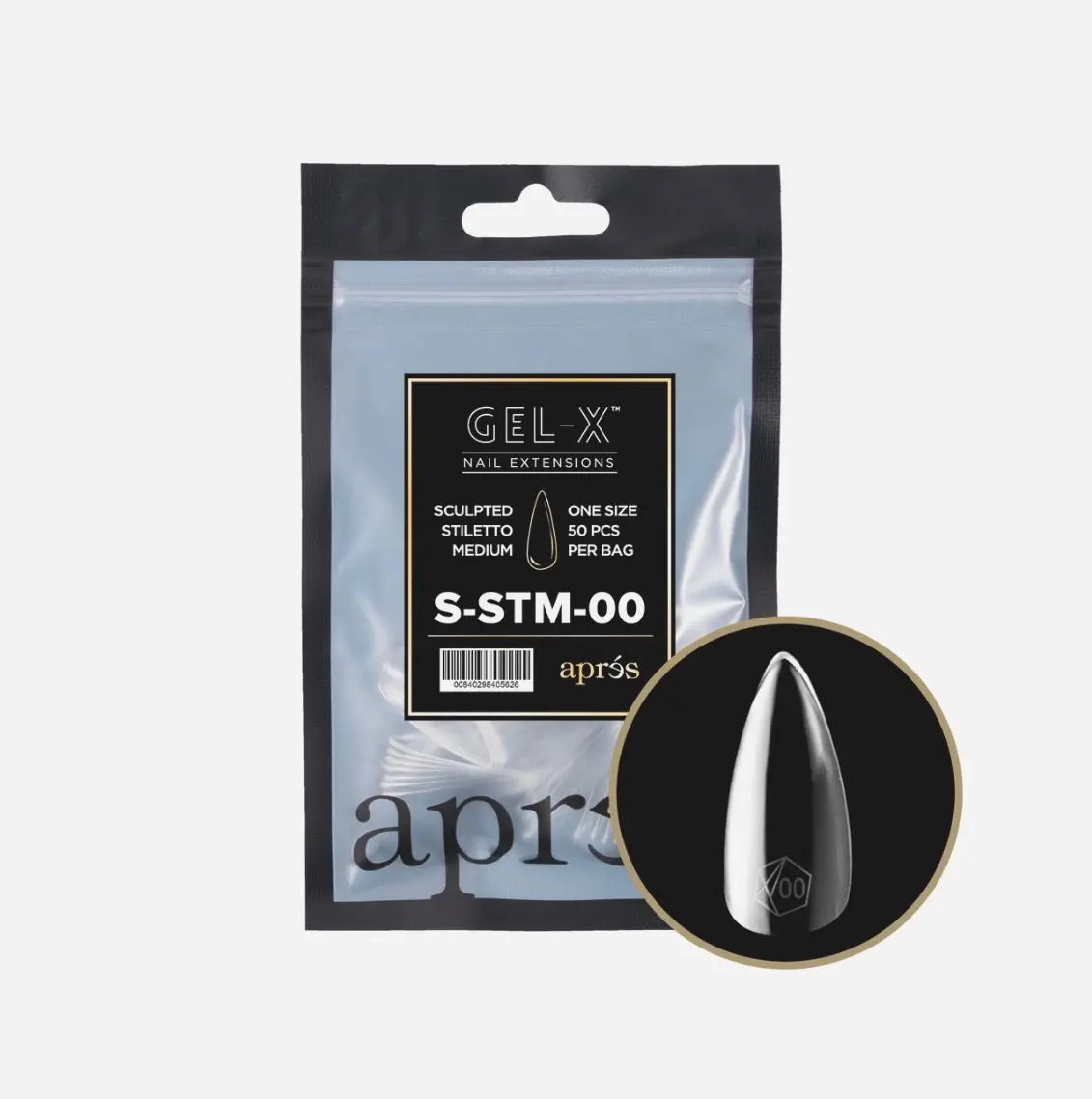 Apres Gel-X Sculpted Nail Tips, Medium Stiletto Shape, Refill Bag for Professional Gel Nail Art, Beauty Products, Pouch, Refill Pouch