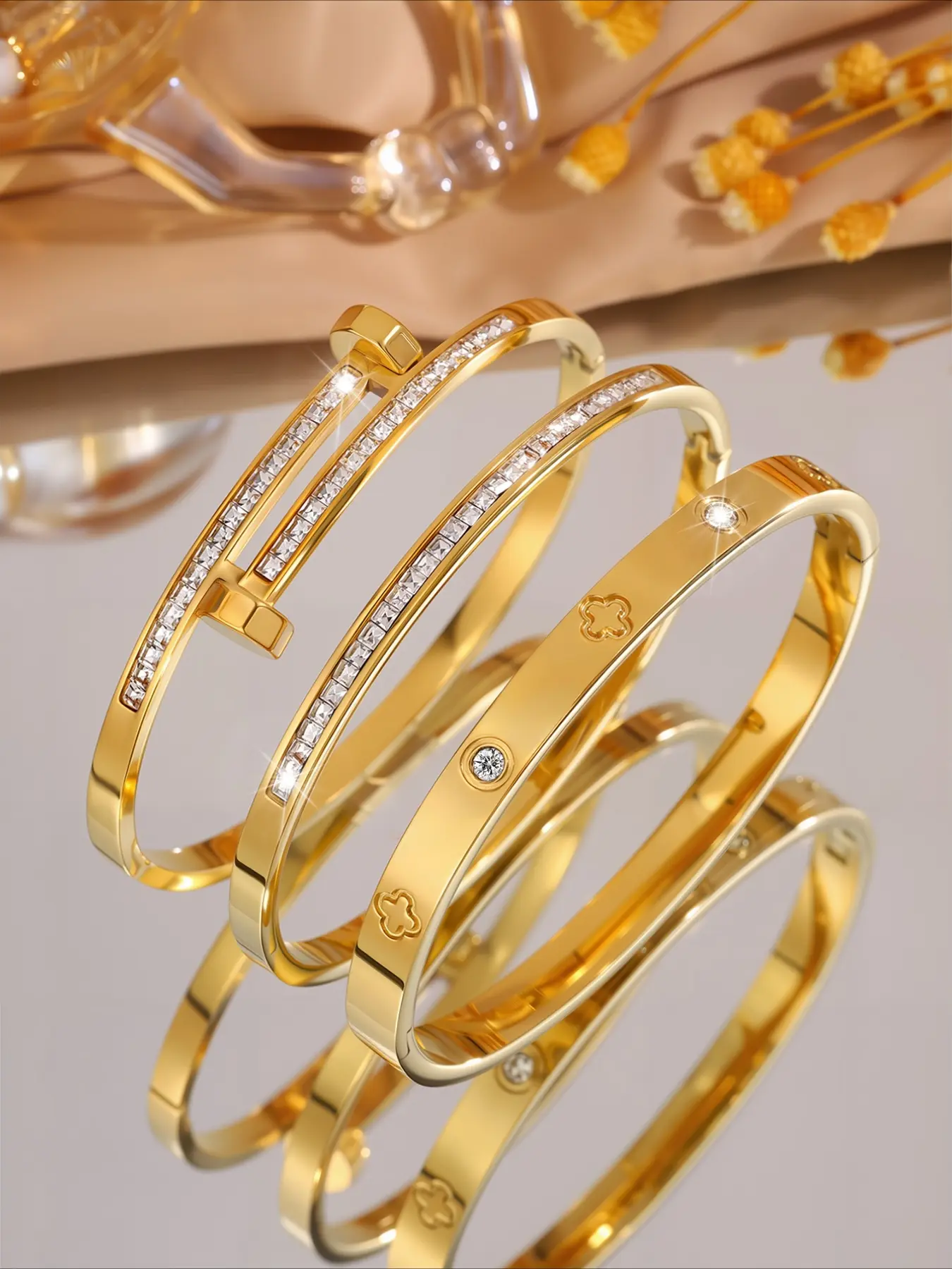 3pcs exquisite and fashionable stainless steel trendy style bracelet set, suitable for daily commuting scenes, is an excellent gift to showcase your taste