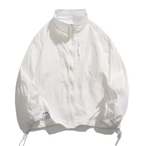 New summer ultra-thin ice silk sun-protection jacket for men and women, stand collar UV protection breathable outerwear, lightweight breathable cool-touch quick-dry outdoor cycling sun shirt, versatile trendy casual jacket