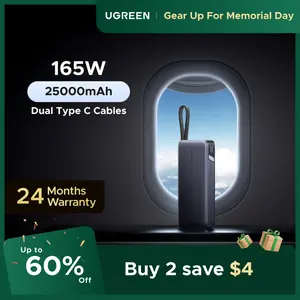 UGREEN 165W Power Bank, 25000mAh Laptop Portable Charger USB-C PD Fast Charging Laptop External Battery Pack for Dell,MacBook,HP,Asus,Lenovo,Steam Deck,Switch,iPhone,Galaxy, iPad and More，tiktokshopmemorialday